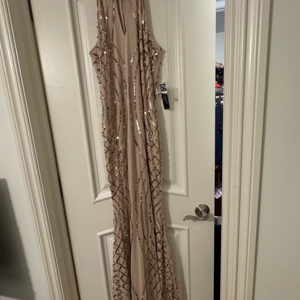 VENUS Beige Sequin Gown size 8 with tags